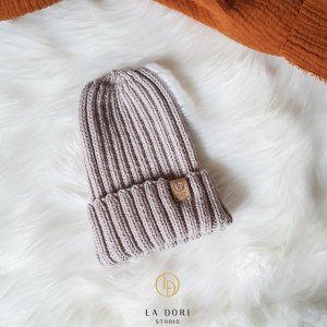 RIBBING BEANIE Jasny beż