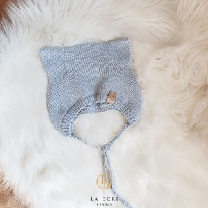 KITTY BONNET Merino Lodowy błękit