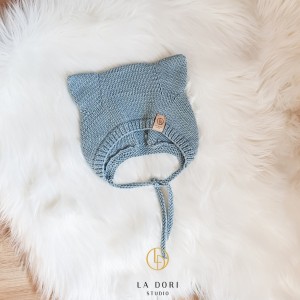 KITTY BONNET Merino Szara Mięta