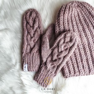 Rękawiczki FLUFFY Brudny róż